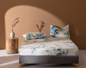 非遺手工靛藍植物云染 棉麻床包 四季用