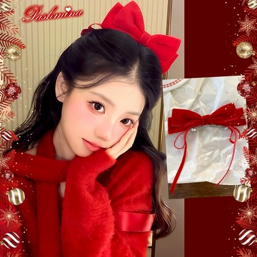 🎅🏻🎄【❤︎聖誕甜心🎅🏻🛷❤︎】紅色絲絨蝴蝶結髮夾🛷高級感立體蝴蝶結聖誕髮飾聖誕帽成人聖誕套裝聖誕節飾品