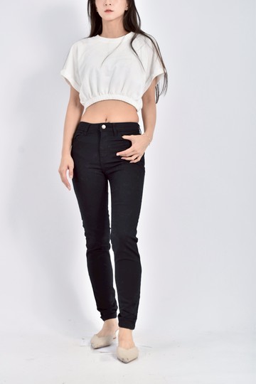 加購優惠(S) 【Ivy私服】net丹寧牛仔質感棉質低腰黑色長褲