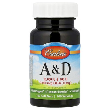 Carlson, 維生素 A 和 D，100 粒軟膠囊