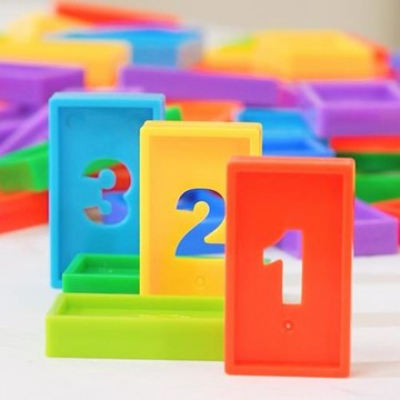兒童益智玩具塑料數字多米諾骨牌運算疊高方塊幼兒園桌面拼圖積木