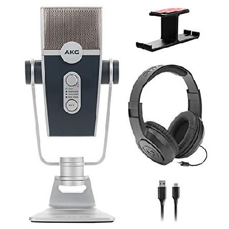 AKG Pro Audio Lyra Ultra-HD, Four Capsule, Multi-Capture Mode, USB-C Condenser Microphone for Recording and Streaming Bundle with Samson SR350 Headpho