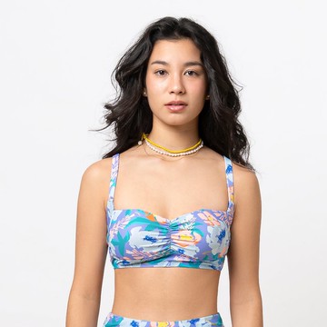 FIORI 藍花楹褶飾胸罩