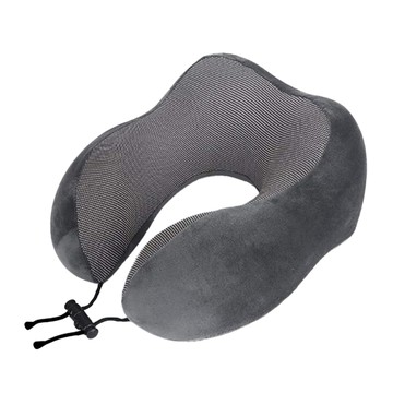 儀家生活館 摺疊收納 U型記憶棉磁吸布飛行旅行枕套組 - 灰色 0.3kg  28 x 25 x 14cm