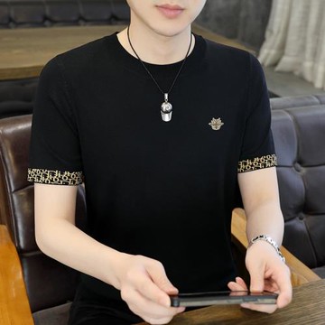 名牌男士短袖t恤伊力特針織打底衫2025夏季新款刺繡高端圓領體恤