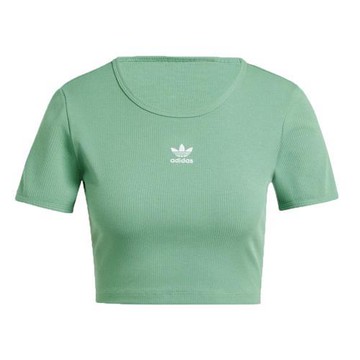 【下殺】Adidas 短版短袖上衣 女裝 修身 綠【運動世界】IY9665