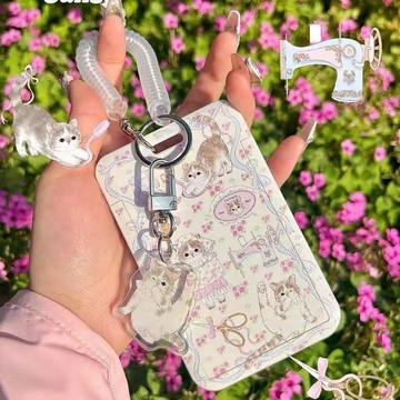臺灣🎀學生卡 門禁卡 保護套貓貓裁縫鋪卡套公交卡保護套學生校園飯卡門禁證件工牌飯卡套ins