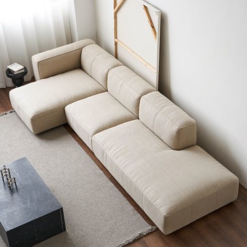 布沙發 北歐棉麻布藝沙發現代簡約客廳一字型極簡組合模塊ins風貴妃清倉S060快速出貨