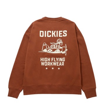 Dickies男款卡布奇諾棕內抓絨背面大圖案印花設計休閒大學T|DK0A868KK47
