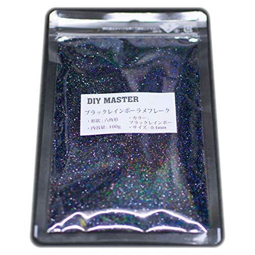 DIY MASTER ブラックレインボー ラメ フレーク 0.4mm 100g