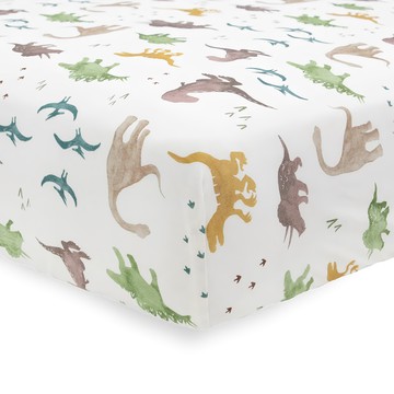 little unicorn 絲柔超彈床包  只有恐龍 白色  132 x 71 x 15cm  1個