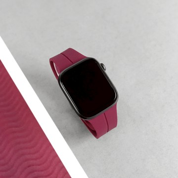 Apple Watch 全系列通用錶帶 蘋果手錶替用錶帶 磁吸扣 矽膠錶帶 酒紅色 #865-AP04-WRD