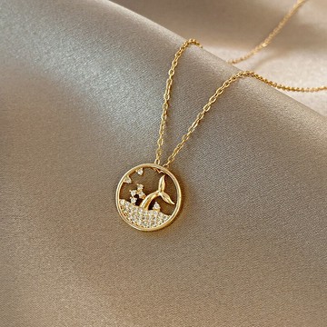 圓形魚尾項鏈女年新款時尚氣質個性小巧簡約高級感頸鏈