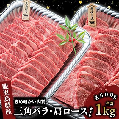 ふるさと納税 指宿市 A4ランク未経産黒毛和牛盛り盛り焼肉三角バラ・肩ロースセット(指宿育ち)(077-1017)