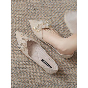 婚鞋平底新娘鞋禾秀婚紗兩穿絕美配裙子伴娘尖頭淺口軟底夏天單鞋