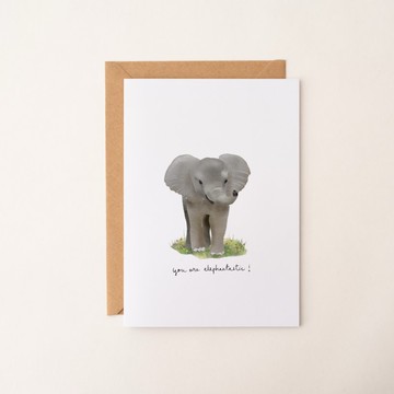 動物插畫卡片 大象 萬用卡 生日卡片 感謝卡 藝術卡 賀卡 小象