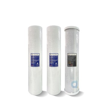 (共3支)CLEAN PURE 台灣製造 20英吋大胖5微米PP濾心2支 20英吋大胖壓縮柱狀活性碳濾心1支 全戶過濾