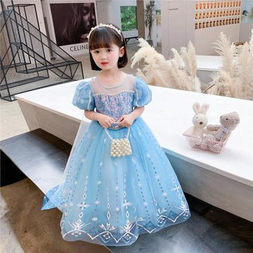 夏季愛莎2公主裙冰雪奇緣艾莎女童短袖連衣裙子Elsa六一新款禮服