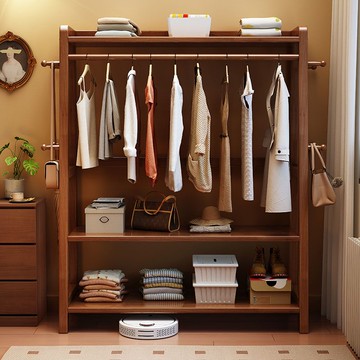 開立發票 衣帽架 掛衣架 全實木衣帽架落地臥室簡易掛衣架客廳晾衣架家用房間衣服收納架子 快速出貨