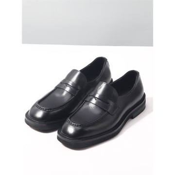 TRD新款韓版商務男士休閑皮鞋厚底個性方頭真皮套腳鞋透氣樂福鞋