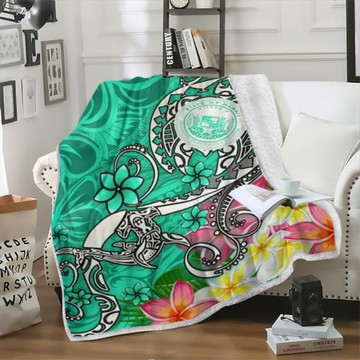 夏爾巴毛毯波利尼西亞圖案海龜印花雙層毛毯南瓜蓋毯兒童成人被子