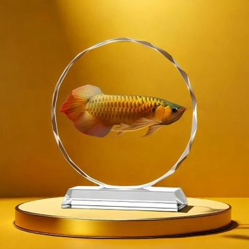 招財龍魚水晶擺件 25*22cm 桌面工藝品擺飾 擺臺送禮高檔家居 客廳玄關裝飾品 喬遷擺臺