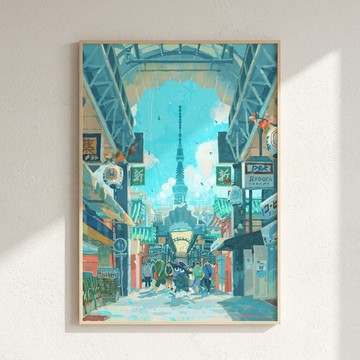 Nuomi 諾米 | 貓老闆的東京散步 | 晴空塔2日本街景插畫
