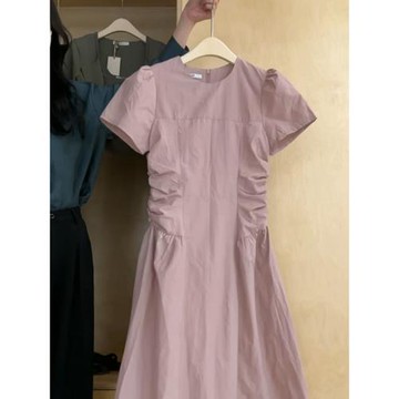 2025新款梨型身材微胖穿搭網紅爆款高端精致紫色連衣裙子女夏長裙