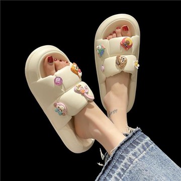 2025年新款拖鞋女夏季時尚外穿可愛防滑室內家居踩屎感厚底涼拖鞋