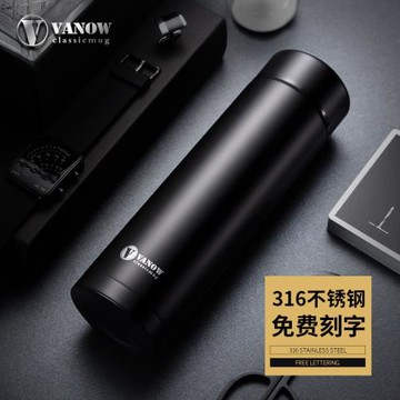 Vanow保溫杯男士女316不銹鋼大容量便攜新款高檔泡茶杯車載水杯子
