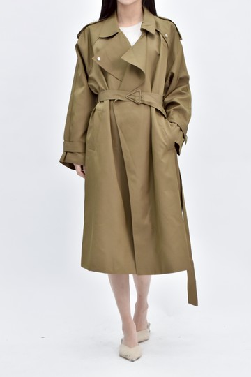 (L) xanadu質感長袖長款風衣棕色外套