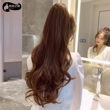 假發馬尾女梨花卷抓夾長卷發網紅時尚仿真發大波浪自然無痕長辮子