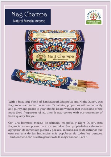 [綺異館] 印度香 namaste 祝福系列- 絕妙香 NAG CHAMPA 15g 線香 香料香 nag champa