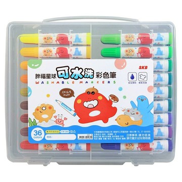 SKB 胖福星球 可水洗 彩色筆 36色 /盒 CW-260【APP滿額下單10%點數(單一帳號最高5000點)】1/31止
