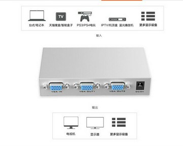 邁拓維矩VGA分配器2/4/8/16口一分二/四/八/十六1分4VGA分頻屏器一進二出電視機電腦監視器顯示器分頻器連接
