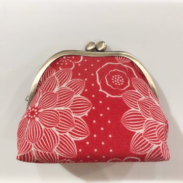 【和夢兔】京都宇治大型口金包-復古花(紅)