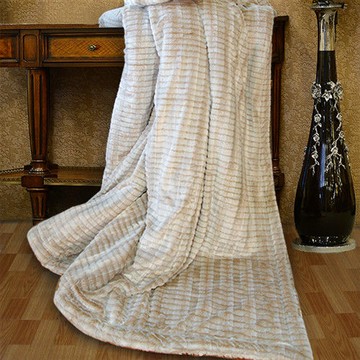 【Indian】3D仿貂毛雙人羊絨毯-金