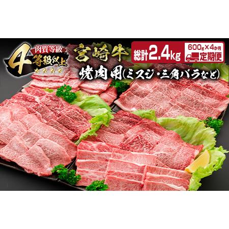 ふるさと納税 ≪4か月お楽しみ定期便≫宮崎牛焼肉バラエティセット(総重量2.4kg)　肉　牛　牛肉　国産 IH1-23 宮崎県日南市