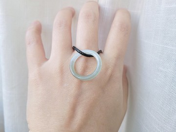 親翠 天然翡翠 冰睛透漸層起瑩光戒鍊 鎖骨鍊