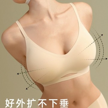 素の肌內衣 貓耳外擴 純欲風內衣 小胸顯大 無痕美背加厚胸罩 無鋼圈 爆乳內衣 超厚 加厚bra 夏季 涼感透氣bra