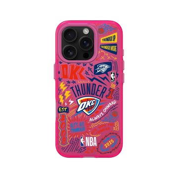 iPhone 16 Pro Clear 粉漾桃 - NBA - 塗鴉系列-奧克拉荷馬市雷霆 Oklahoma City Thunder - Graffiti