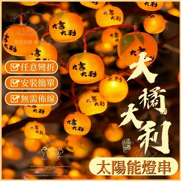 隔日到貨💡太陽能燈串 婚慶裝飾燈 庭院裝飾燈 太陽能柿子燈 太陽能充電 太陽能燈串 led燈串 節日裝飾 燈串 新年彩燈