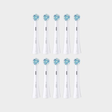 【送 iO2 電動牙刷】Oral-B iO微震清潔刷頭10入-白色