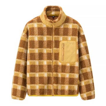 男裝/女裝冬季新款寬松立領防風羊羔絨搖粒絨格子茄克外套 453249