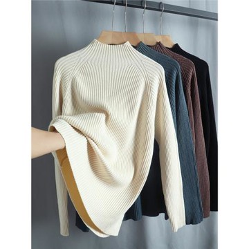 春季新款寬松顯瘦針織上衣女半高領套頭毛衣抗起球專柜尾貨打底衫
