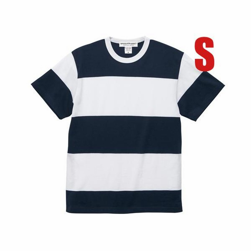 SUPER BOLD BORDER T-shirt NAVY × WHITE S/スーパーボールド