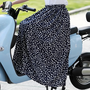 品屋 半身涼感防曬裙 可穿防走光 抗UV 適用機車/電動車  衣長 95 x 寬 135cm  藏青白點  1件