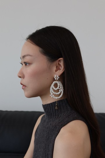 絮語小菊華麗延伸版\李竺芯金馬獎表演造型耳環 925銀針 耳夾