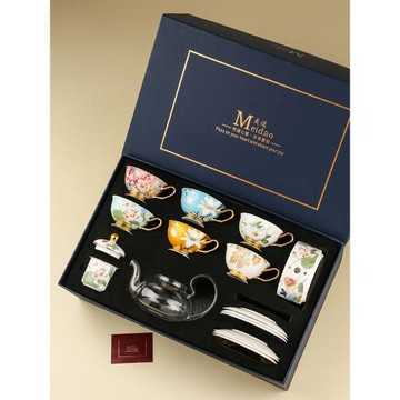 美道 繁花朵朵 耐熱玻璃花茶壺蠟燭加熱煮茶養生壺下午茶茶具套裝