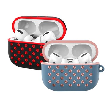 AirPodsPro 洞洞撞色可愛造型矽膠藍牙耳機保護殼 AirPods Pro保護套